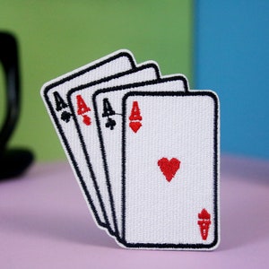 naszywka pokerowa, naszywka 4 asy, naszywka do prasowania, naszywka haftowana, aplikacja, naszywka na kurtkę, naszywka na plecak