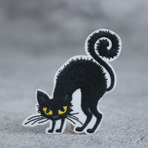 黒猫パッチ、ハロウィンパッチ、アイロンパッチ、刺繍パッチ、アップリケ、ジャケット用パッチ、バックパック用パッチ
