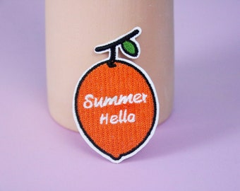 orange patch, summer patch, iron on patch, embroidered patch, applique, patch for jacket, patch for backpack