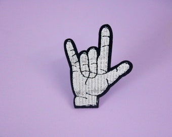 I love you gesture patch, iron on patch, embroidered patch, applique, patch for jacket, patch for backpack