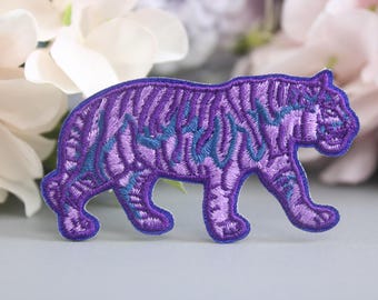 purple gorgeous tiger patch, iron on patch, embroidered patch, applique, patch for jacket, patch for backpack