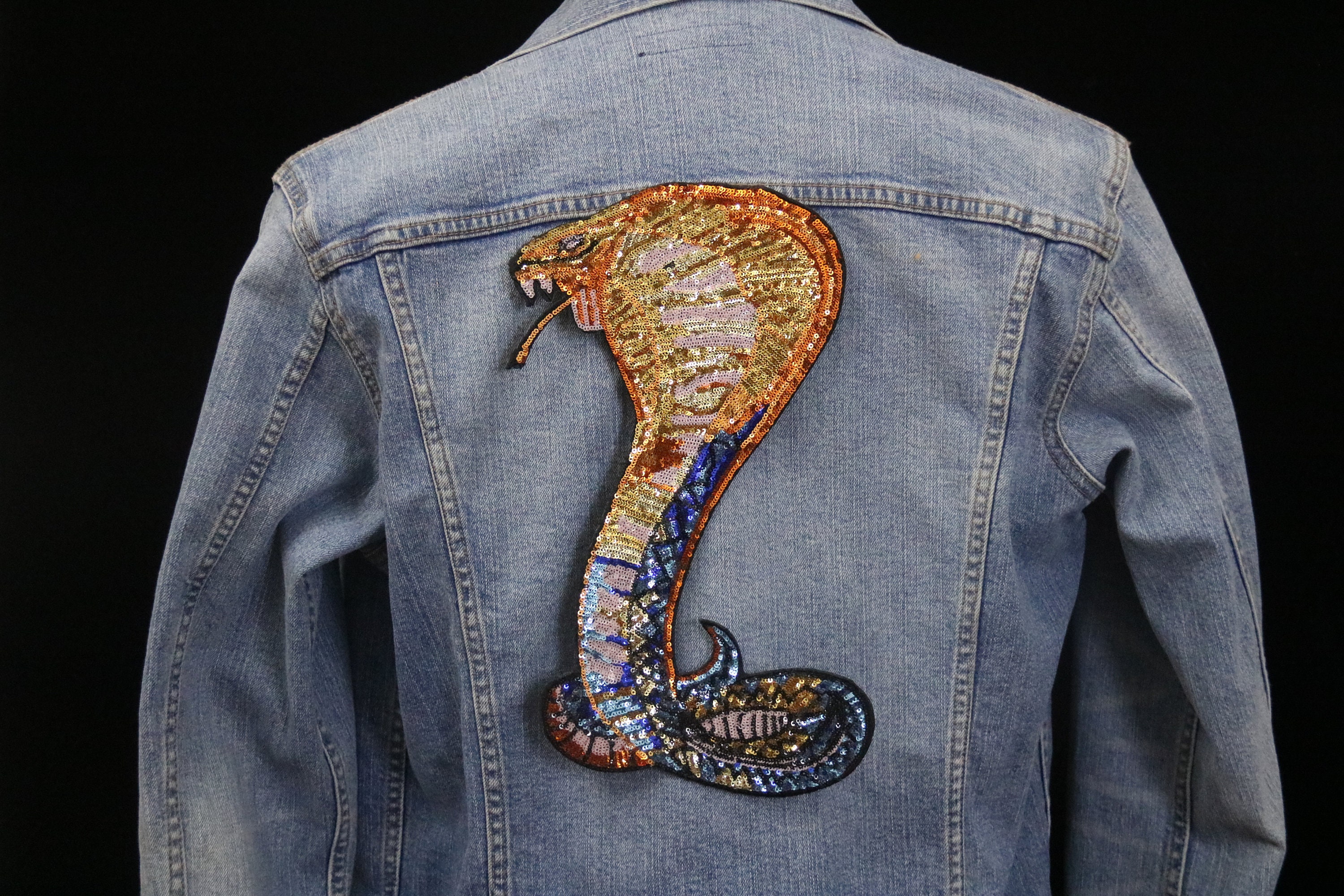 Large Sequined Cobra Snake Patch, Iron on Patch, Embroidered Patch ...