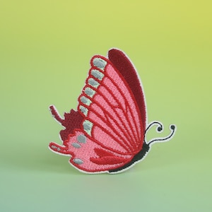 flying gorgeous red butterfly patch, iron on patch, embroidered patch, applique, patch for jacket, patch for backpack