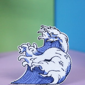 wave patch, sea wave patch, iron on patch, embroidered patch, applique, patch for jacket, patch for backpack