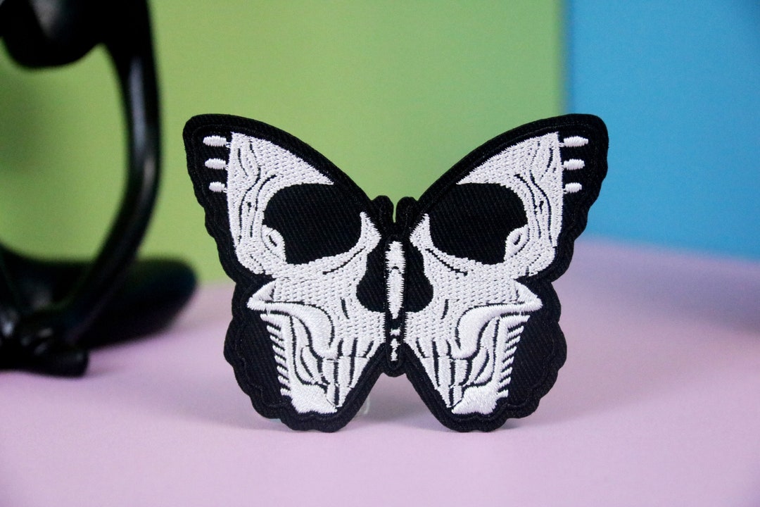 Deaths Head Moth Patch, Skull Patch, Iron on Patch, Embroidered Patch ...