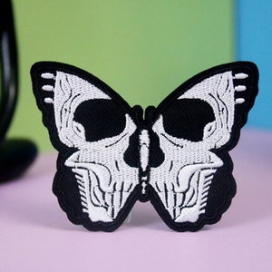 deaths head moth patch, skull patch, iron on patch, embroidered patch, applique, patch for jacket, patch for backpack