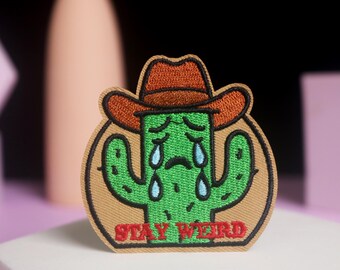 écusson cactus, écusson séjour étrange, écusson de cow-boy, écusson à repasser, écusson brodé, applique, écusson pour veste, écusson pour sac à dos