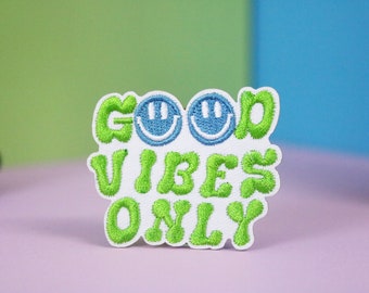 good vibes only patch, Bügelbild, Applikation, Stickapplikation, Applikation für Jacke, Rucksack