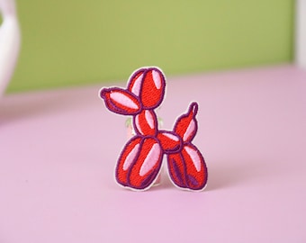 red balloon dog patch, iron on patch, embroidered patch, applique, patch for jacket, patch for backpack