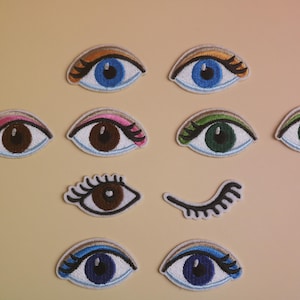 eyes patch, eyelash patch, wink patch, iron on patch, embroidered patch, applique, patch for jacket, patch for backpack