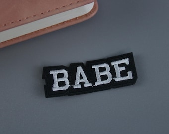babe patch, word patch, iron on patch, embroidered patch, applique, patch for jacket, patch for backpack