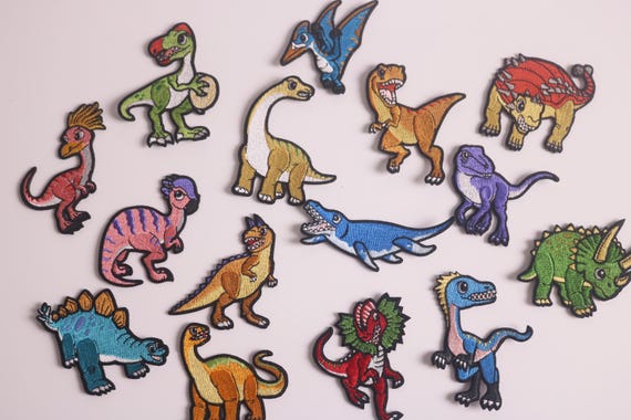 Toppe ricamate dinosauro del fumetto per abbigliamento toppe termoadesive toppa per gatti ferro fai da te su toppa sui vesti distintivi adesivi  15