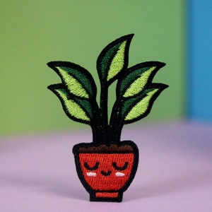 pot plant patch, grass patch, iron on patch, embroidered patch, applique, patch for jacket, patch for backpack
