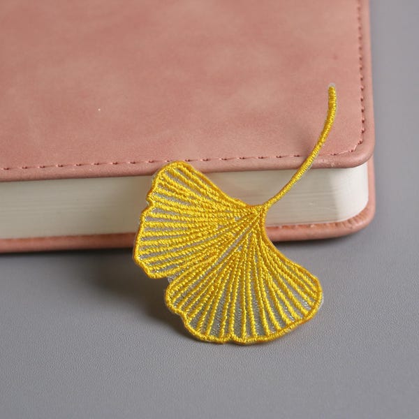 Parche de ginkgo, parche de hoja, parche termoadhesivo, parche bordado, aplique, parche para chaqueta, parche para mochila