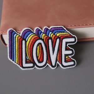 expanding love patch, rainbow, iron on patch, embroidered patch, applique, patch for jacket, patch for backpack