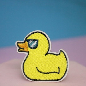 cool yellow duck patch, iron on patch, embroidered patch, applique, patch for jacket, patch for backpack