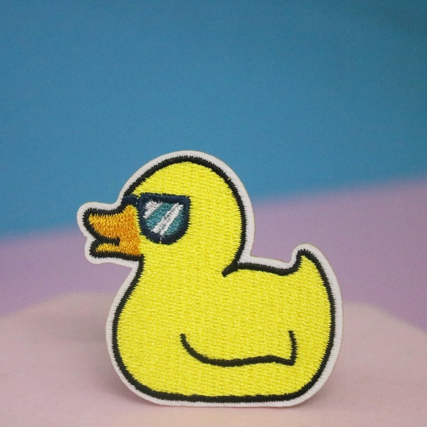 cool yellow duck patch, iron on patch, embroidered patch, applique, patch for jacket, patch for backpack