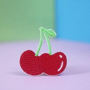 little tiny cherry patch, fruit, iron on patch, embroidered patch, applique, patch for jacket, patch for backpack