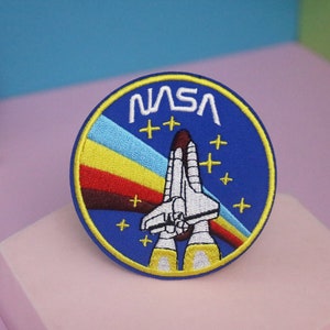 NASA patch, spacecraft patch, rainbow, iron on patch, embroidered patch, applique, patch for jacket, patch for backpack