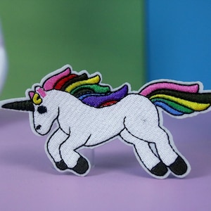 rainbow unicorn patch, iron on patch, embroidered patch, applique, patch for jacket, patch for backpack