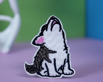 Husky patch, dog patch, iron on patch, embroidered patch, applique, patch for jacket, patch for backpack