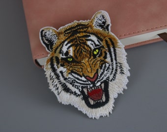 tigerlapp, rytande lapp, stryklapp, broderad lapp, applikation, lapp för jacka, lapp för ryggsäck