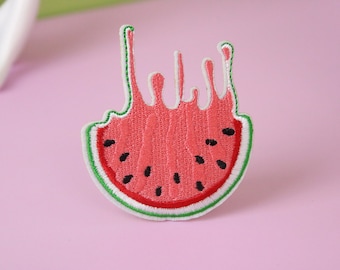 melting watermelon patch, iron on patch, embroidered patch, applique, patch for jacket, patch for backpack