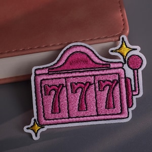Parche bordado de máquina tragaperras, aplique 777 para chaquetas y mochilas.
