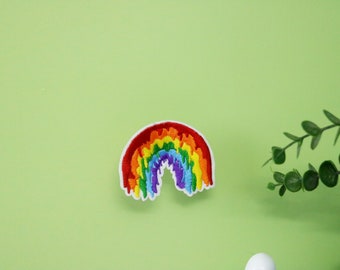 schmelzender Regenbogen Aufnäher, Bügelbild, Bügelbild, gestickter Aufnäher, Applikation für Jacke, Rucksack