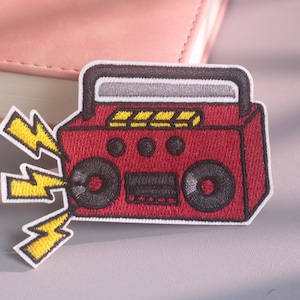 Embroidered Boombox Patch, Retro Radio Applique for Jackets, Backpacks