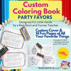 Custom Coloring Book Party Favors - Personalized, Ready-to-Gift Coloring Books with Crayons