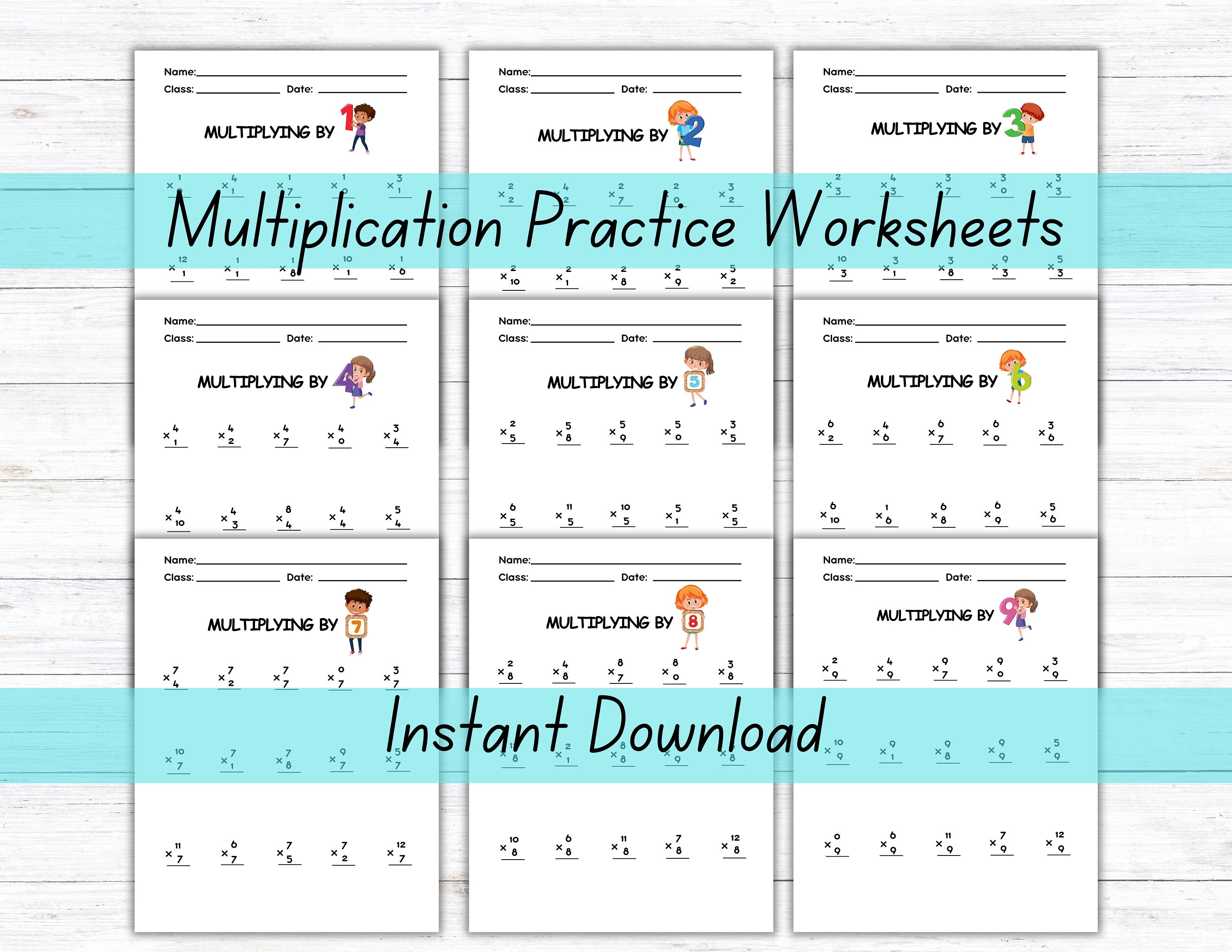 Multiplication Worksheets Printable Math Worksheets PDF Digital ...