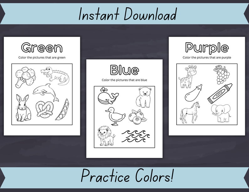 Pre-k Preschool Kindergarten Printable Worksheets Learning Colors Coloring Pages Practice ...