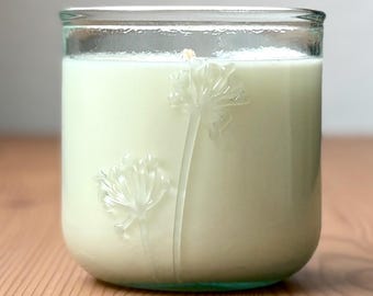 Organic Candle in Recycled Floral Glass | Nontoxic & All Natural
