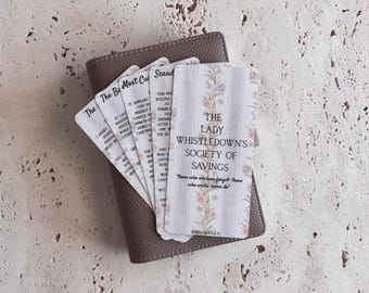 The Lady Whistledown's Society Of Savings | A6 BRIDGERTON Saving Challenge | 4 Issues, 1 Dashboard, 4 Clue & Prompt Cards | Soft Aesthetic