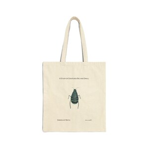 Emberglint Beetle (brasa scintilla) "A Study of Creatures Big and Small" - Cotton Canvas Tote Bag - Natural or Black - Animal Diagram