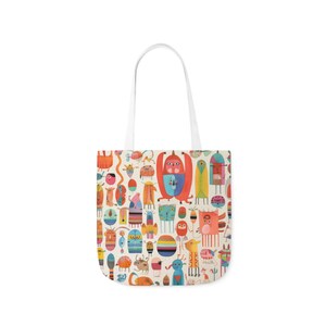 Creatures and Critters Canvas Tote Bag, 5-Color Options for Straps - Insects and Winged creature Carry All Purse - 3 Sizes - Mixed Media Art