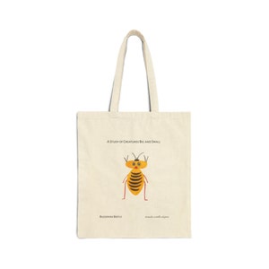 Buzzspark Beetle (Brumulus Scintilla Coleoptera) &quot;A Study of Creatures Big and Small&quot; - Cotton Canvas Tote Bag - Natural or Black
