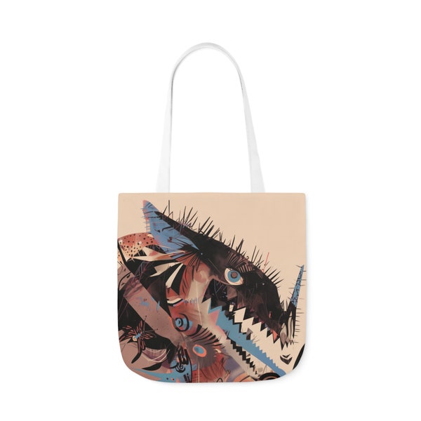 Eternal Flames Tote Bag, 5-Color Options for Straps - Imaginary Dragons Carry All Purse - Mixed Media Dragon Art