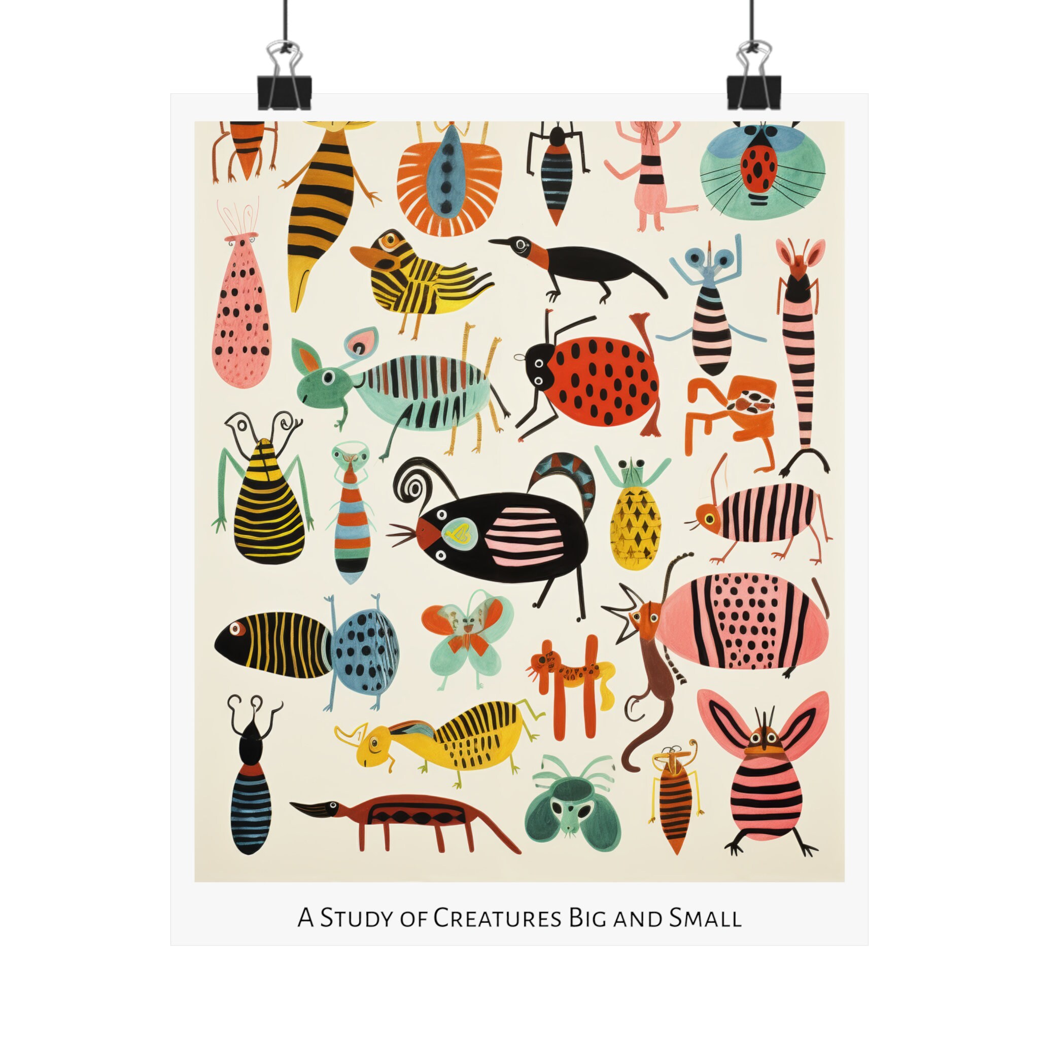 Bug Patchwork Patchwork Prowlers Print - Matte Vertical Poster - Folk Art Style Study ...