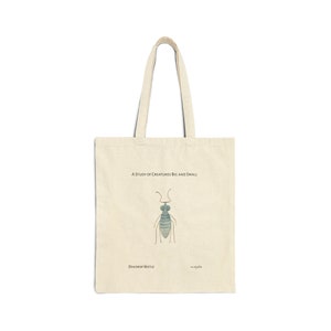 Dewdrop Beetle (ros dropleta) &quot;A Study of Creatures Big and Small&quot; - Cotton Canvas Tote Bag - Natural or Black - Insect Diagram