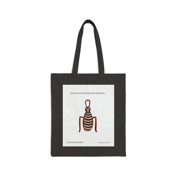 Skitterglimpse Bug (saltus aspectus insecta) "A Study of Creatures Big and Small" - Cotton Canvas Tote Bag - Insect Diagram