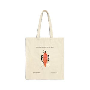 Beetlewhirr Fly (Coleoptera Frictio Musca) &quot;A Study of Creatures Big and Small&quot; - Cotton Canvas Tote Bag - Natural or Black - Animal Diagram