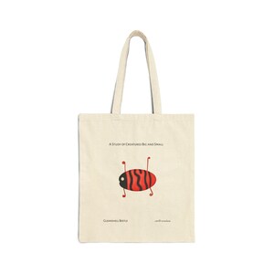 Gleamshell Beetle (scintilla testudinata) &quot;A Study of Creatures Big and Small&quot; - Cotton Canvas Tote Bag - Natural or Black - Animal Diagram