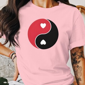 Unique Yin Yang Heart Design T-Shirt, Yin and Yang Hearts Graphic Tee, Yin Yang Lovers Apparel, Love and Balance Shirt, Gift for Him Her