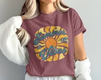 NEW ERA☆SUMMER VINTAGE SUN T-SHIRTS Summer Vibes T-shirt, Vintage Sun and Waves Graphic Tee