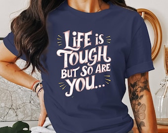 Camiseta con frase motivacional, camiseta gráfica "La vida es dura", unisex