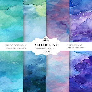 Alcohol Ink Backgrounds | Commercial Use | Digital Paper Set | Fluid Backgrounds | Abstract Textures | Liquid Paint Textures | Printable