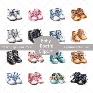 Collezione di clipart digitali per scarpette per bambini, diario spazzatura, download istantaneo, neonato, CU, PNG, 300dpi, neonato, vestiti, asilo nido, baby shower