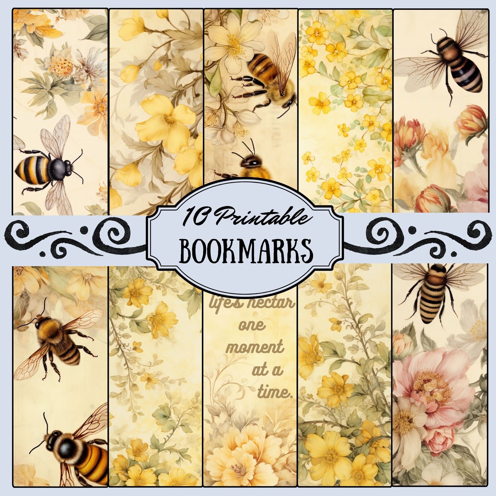 Bumble Bee Printable Bookmarks 10 - Ditigal Download, Book Lover ...
